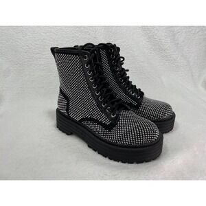 Gianni Bini Non-Stop Studded Combat Boots Chunky Lug Sole Platform Sz 6 See Pics
